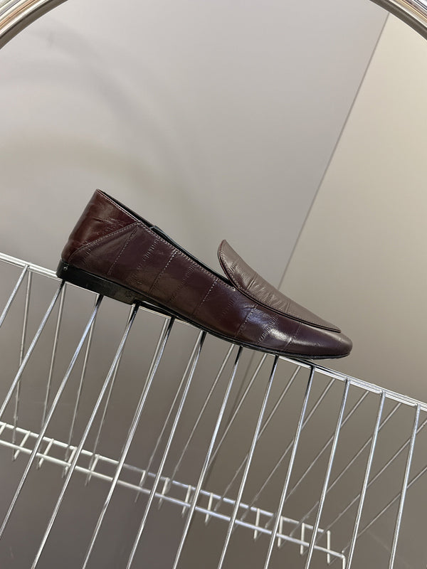 Mocassins YSL 26s Cuir Gaufré Marron Foncé 635586