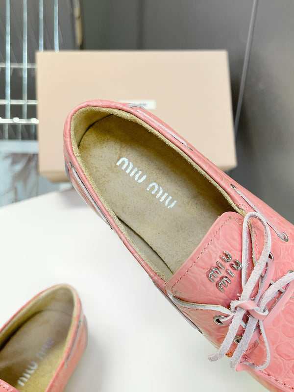 Miu 26s Loafer Light Pink Croc Embossed Leather 794787