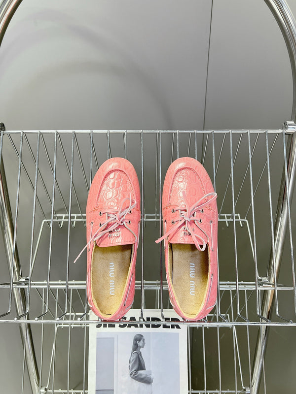 Miu 26s Loafer Light Pink Croc Embossed Leather 794787
