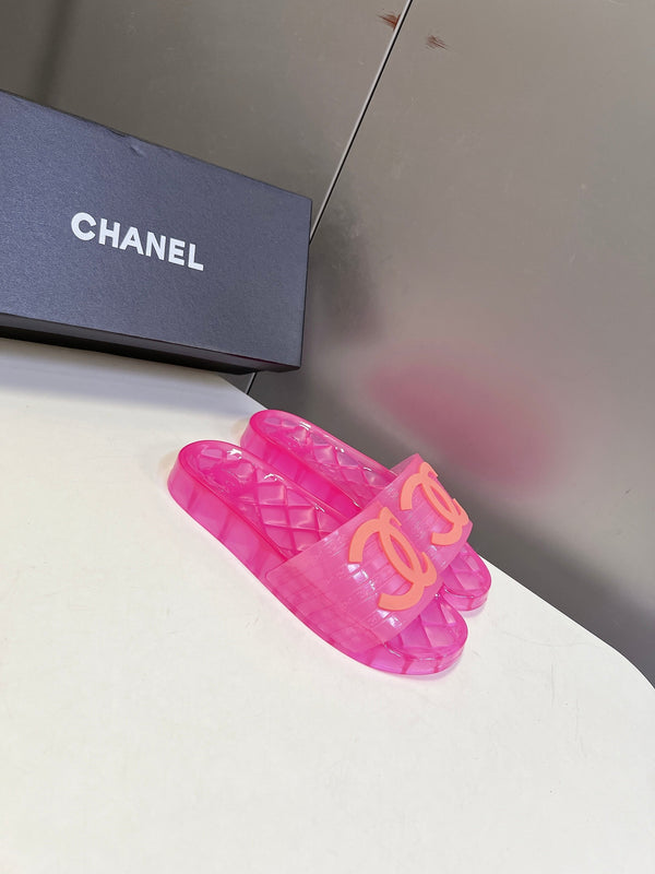 CC 26s Flat Slide Sandals Pink PVC Transparent 947933