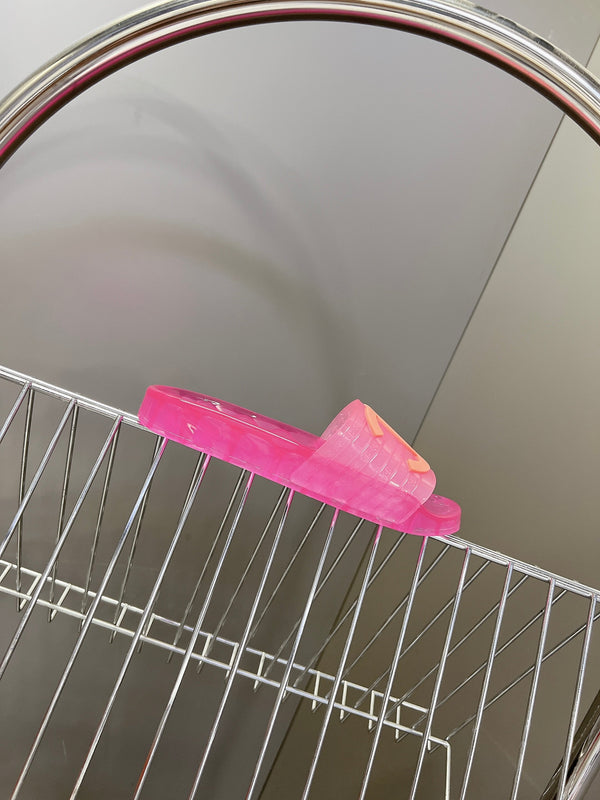 CC 26s Flat Slide Sandals Pink PVC Transparent 947933