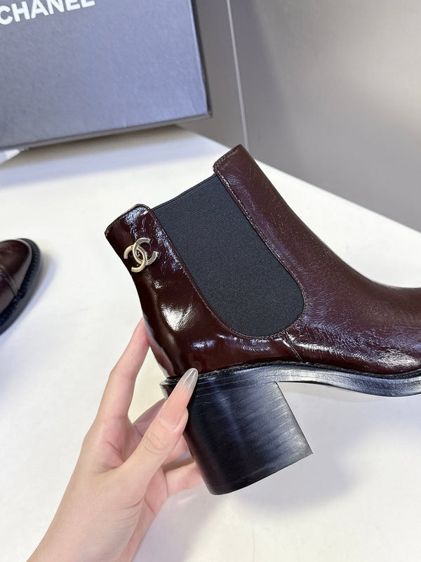 CC 26s Ankle Boots Brown Glossy Lambskin 948058