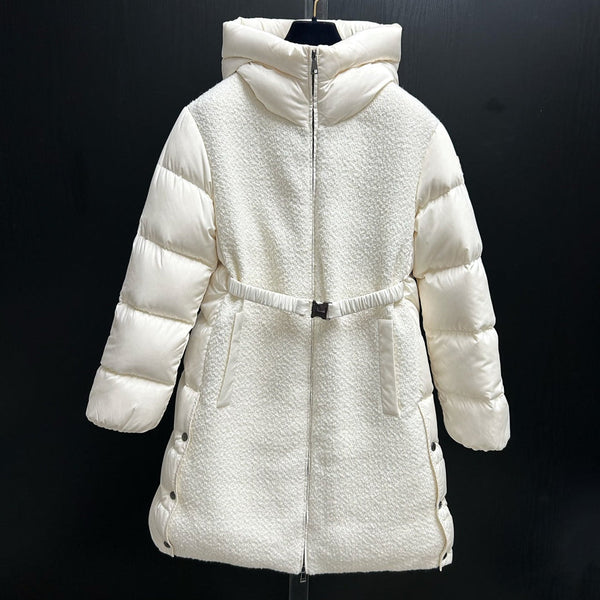 Moncler 2025 Caille Manteau Long en Duvet Laine Blanche
