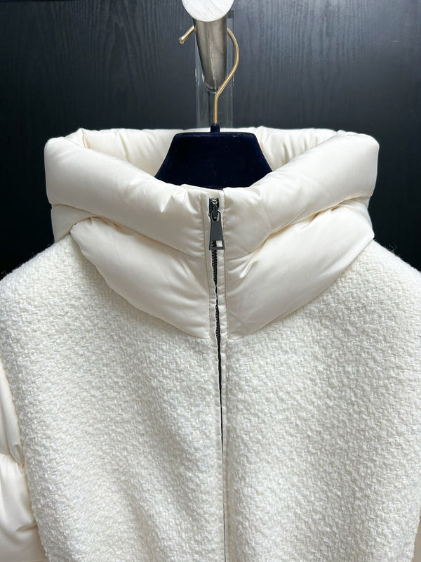 Moncler 2025 Caille Manteau Long en Duvet Laine Blanche