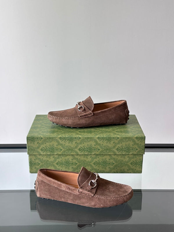 GG Men's Horsebit Loafer Dark Brown Suede 543474
