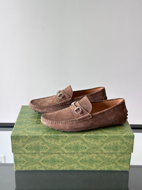 GG Men's Horsebit Loafer Dark Brown Suede 543474