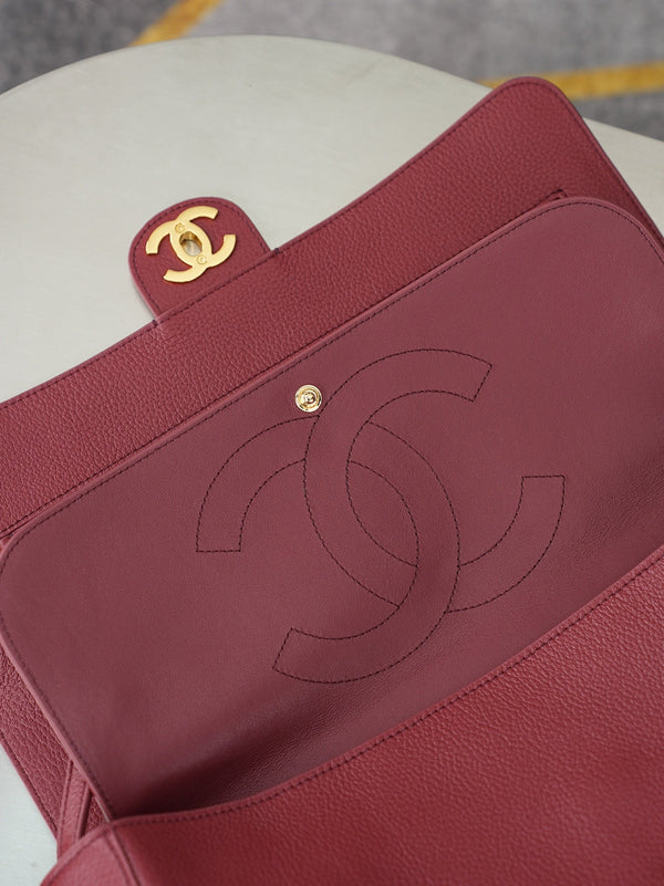 CC 26s Maxi Flap Bag 32cm Burgundy Calfskin GHW