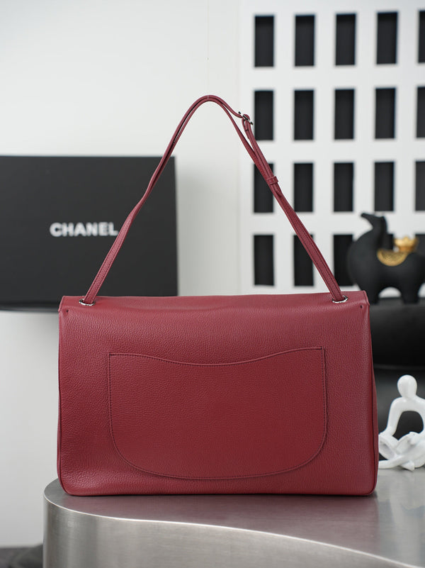 CC 26s Maxi Flap Bag 39cm Burugndy Calfskin SHW