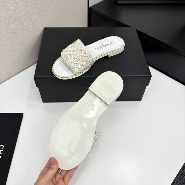 CC 25 Mules Flat Pearl Cord and Lambskin 270770