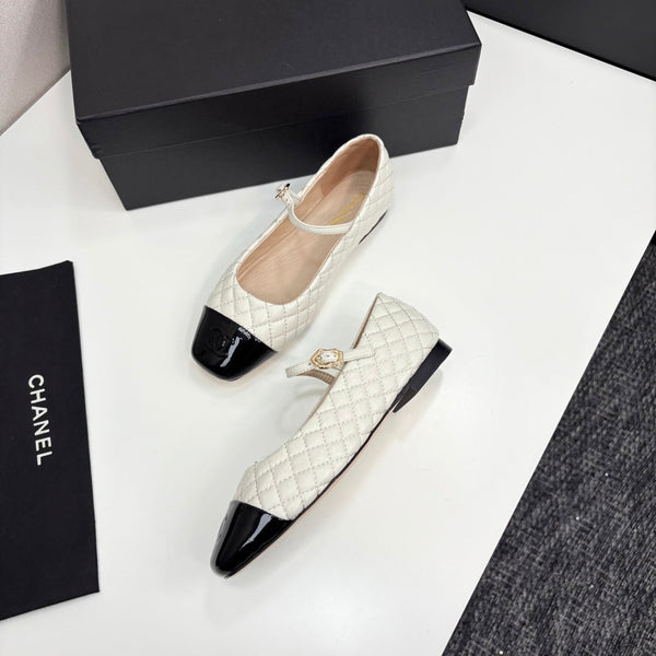 CC 25 Cap-Toe Quilted Mary Janes White Sheepskin 352460