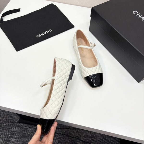 CC 25 Cap-Toe Quilted Mary Janes White Sheepskin 352460