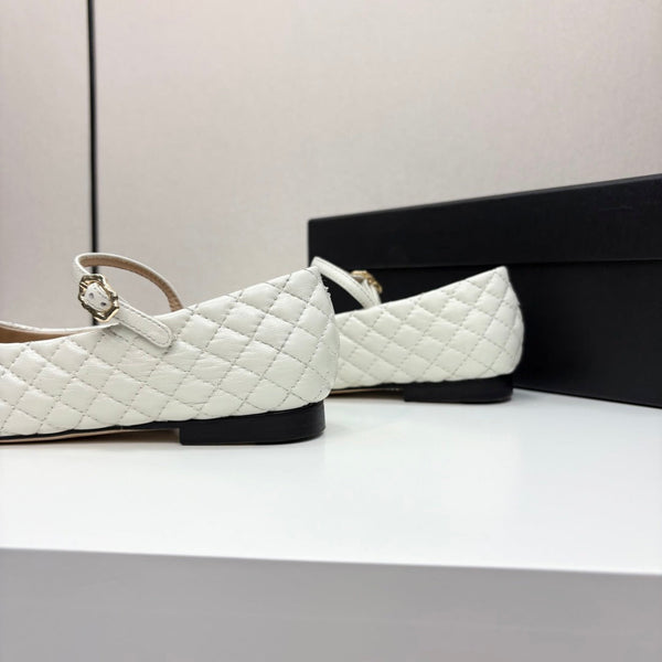 CC 25 Cap-Toe Quilted Mary Janes White Sheepskin 352460