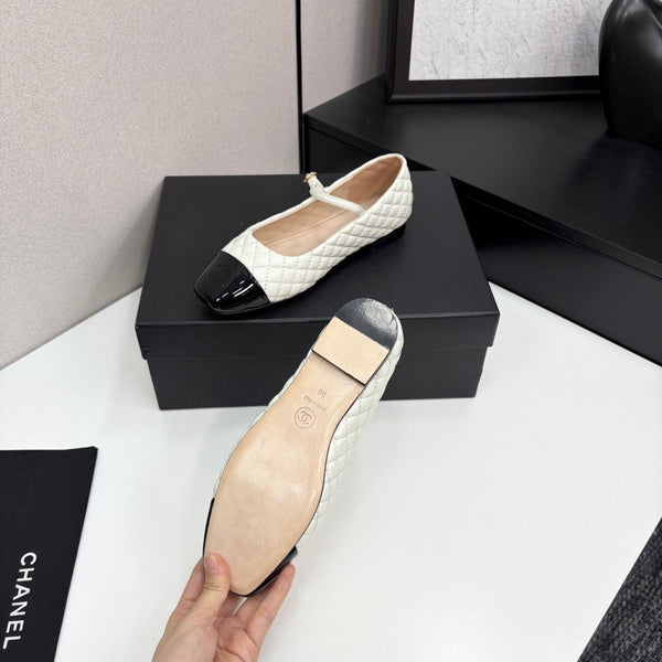 CC 25 Cap-Toe Quilted Mary Janes White Sheepskin 352460