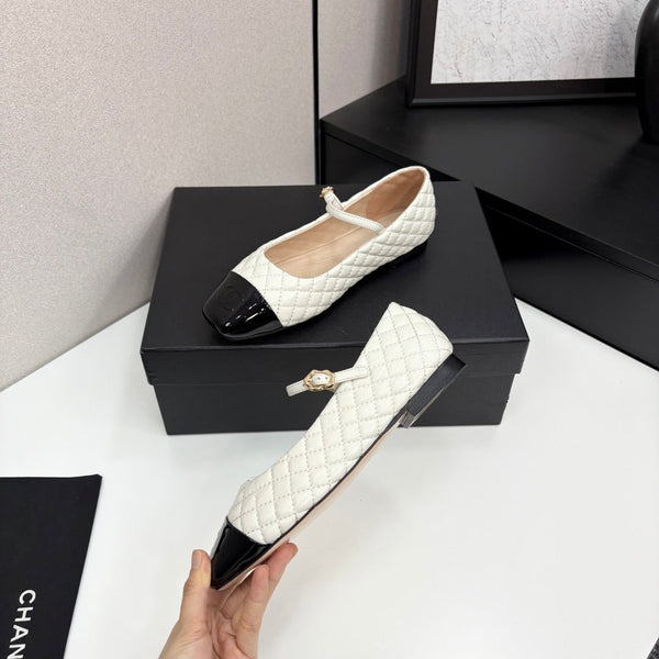 CC 25 Cap-Toe Quilted Mary Janes White Sheepskin 352460