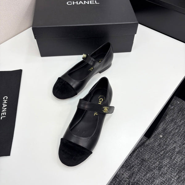 CC 25 Mary Janes In Black Sheepskin And Grosgrain 352467