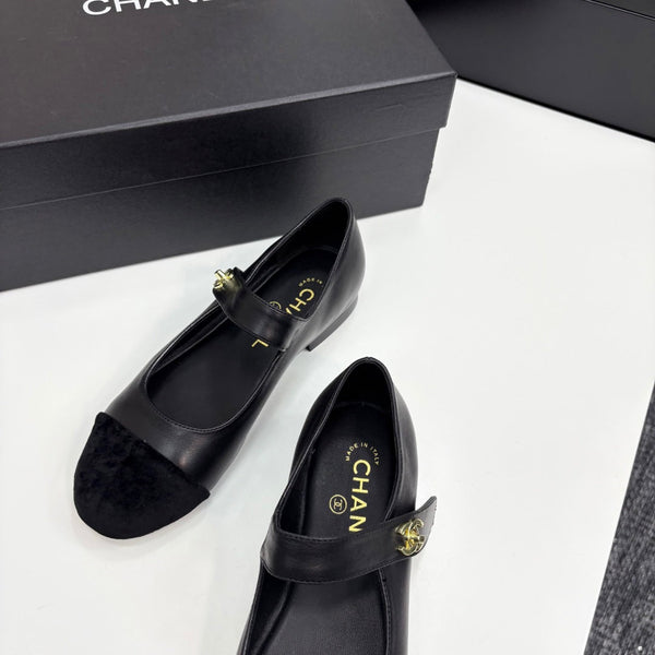 CC 25 Mary Janes In Black Sheepskin And Grosgrain 352467