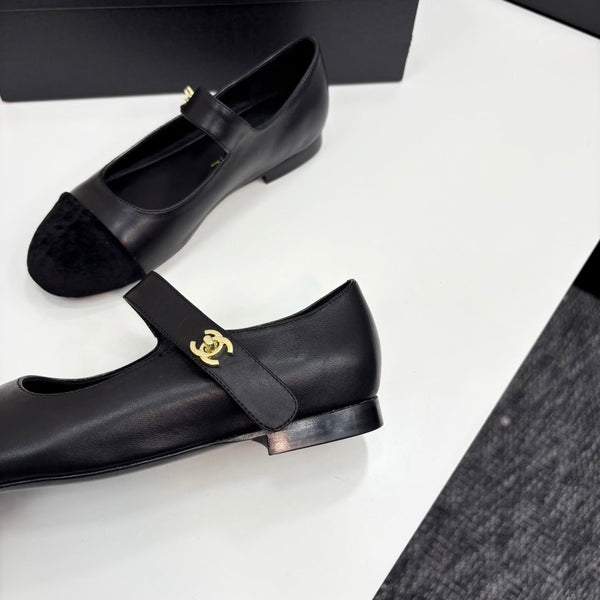 CC 25 Mary Janes In Black Sheepskin And Grosgrain 352467