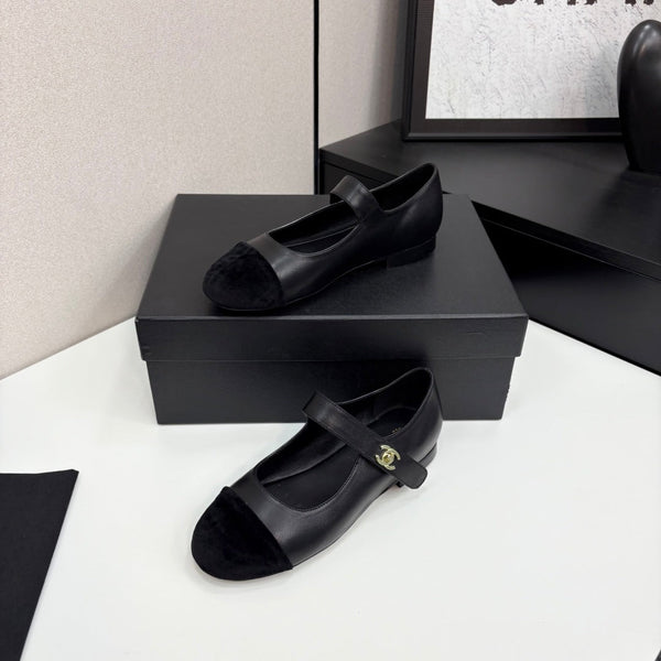 CC 25 Mary Janes In Black Sheepskin And Grosgrain 352467