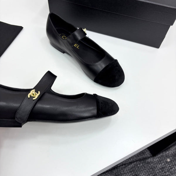 CC 25 Mary Janes In Black Sheepskin And Grosgrain 352467