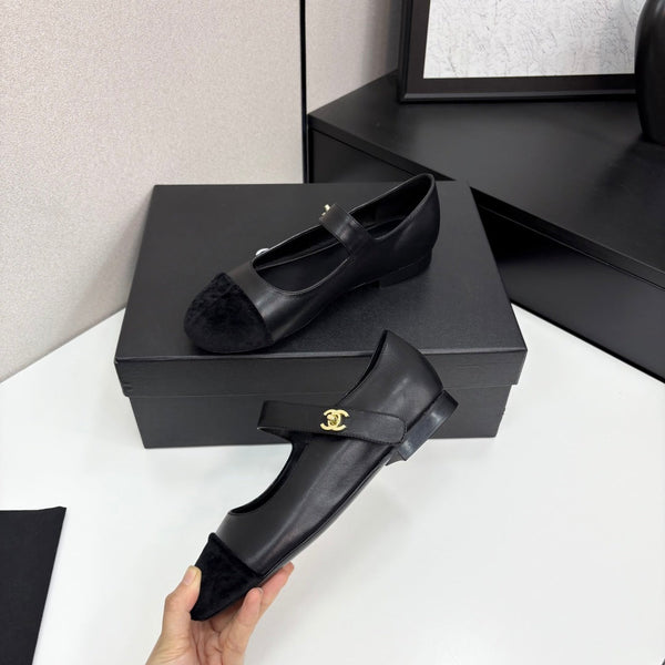 CC 25 Mary Janes In Black Sheepskin And Grosgrain 352467