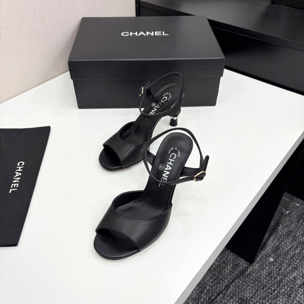 CC 25 Heel Sandals 80mm Black Lambskin 368822