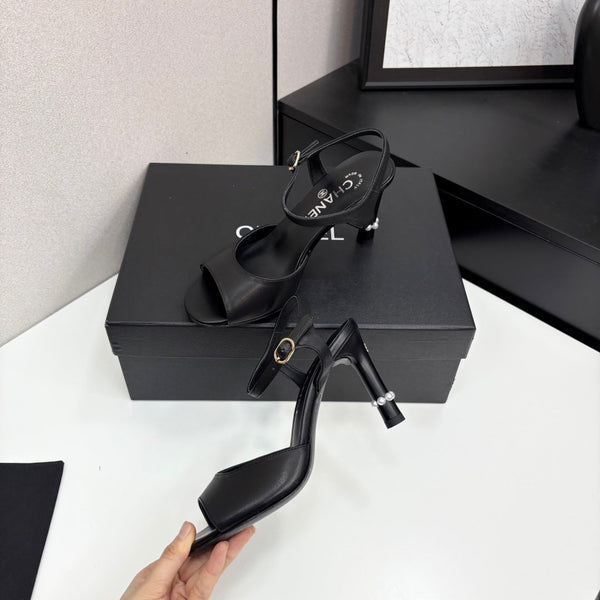 CC 25 Heel Sandals 80mm Black Lambskin 368822