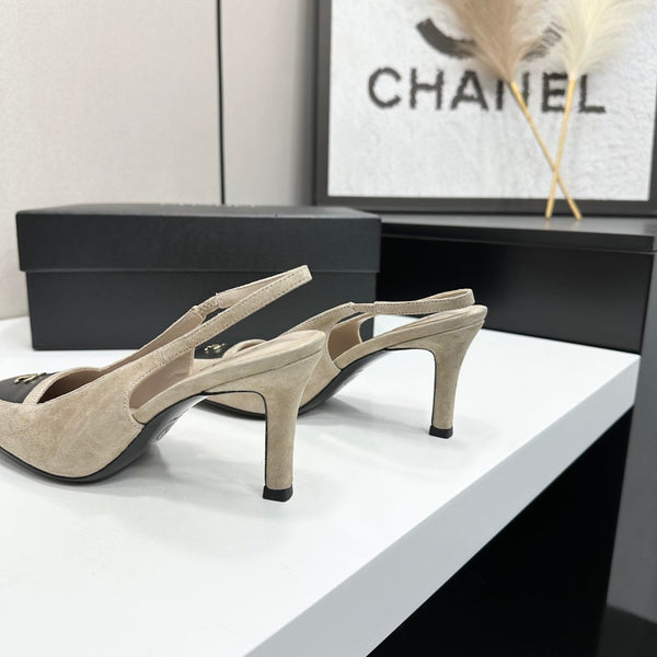 CC Block Slingback Black Khahi Suede 743246