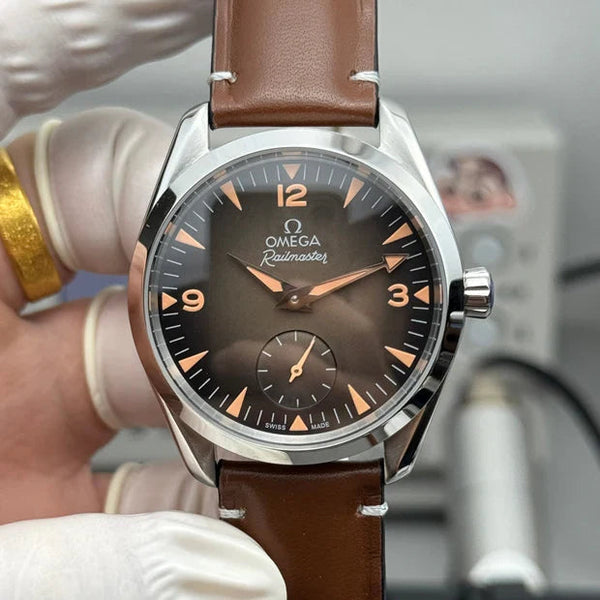 Omega Seamaster Railmaster 38mm Brown Dial Brown Leather Strap