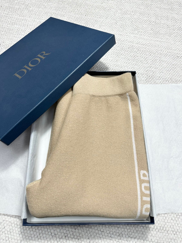 CD Double-Faced Wide-Leg Pants Cashmere
