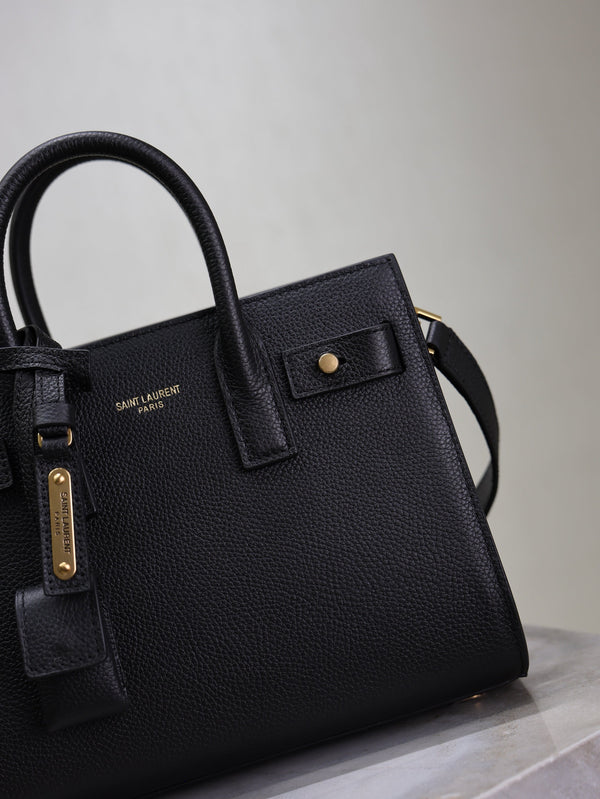 Sac De Jour Nano 22cm Black Grain Cowhide GHW
