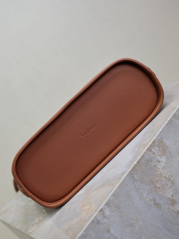 Y Small Bucket 23cm Caramel Beige Canvas Leather