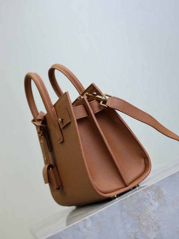 Sac De Jour Nano 22cm Brown Grain Cowhide GHW