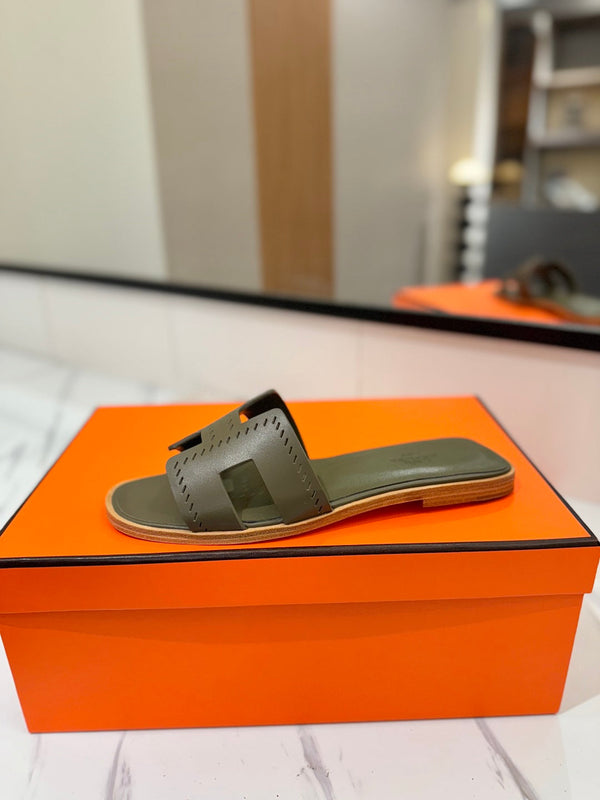 HM Oran Sandal Army Green Perforate Cowhide 294875