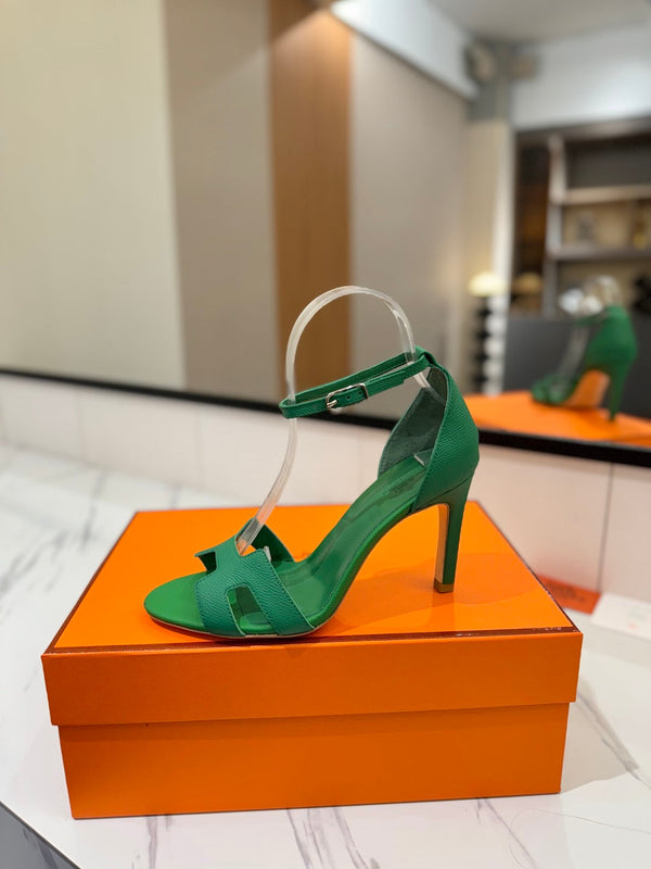 HM Joy Heeled Sandals Green Cowhide 294905