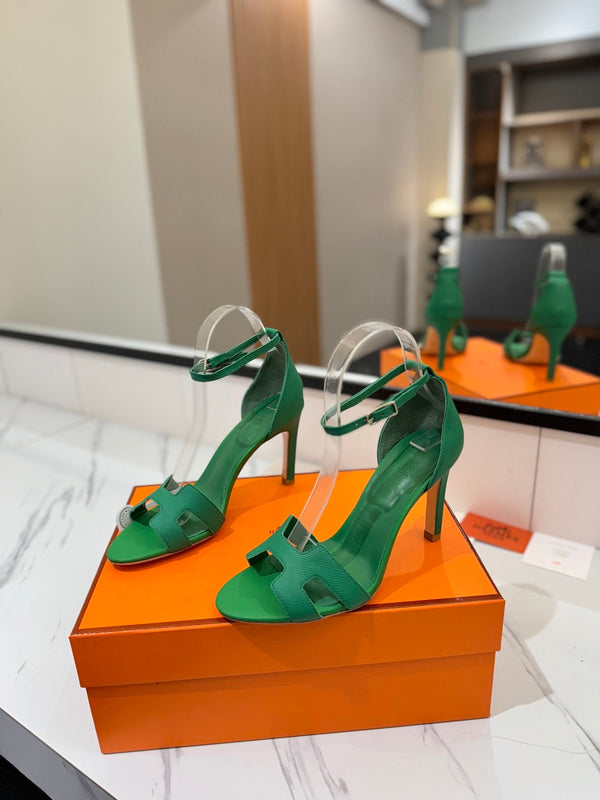 HM Joy Heeled Sandals Green Cowhide 294905