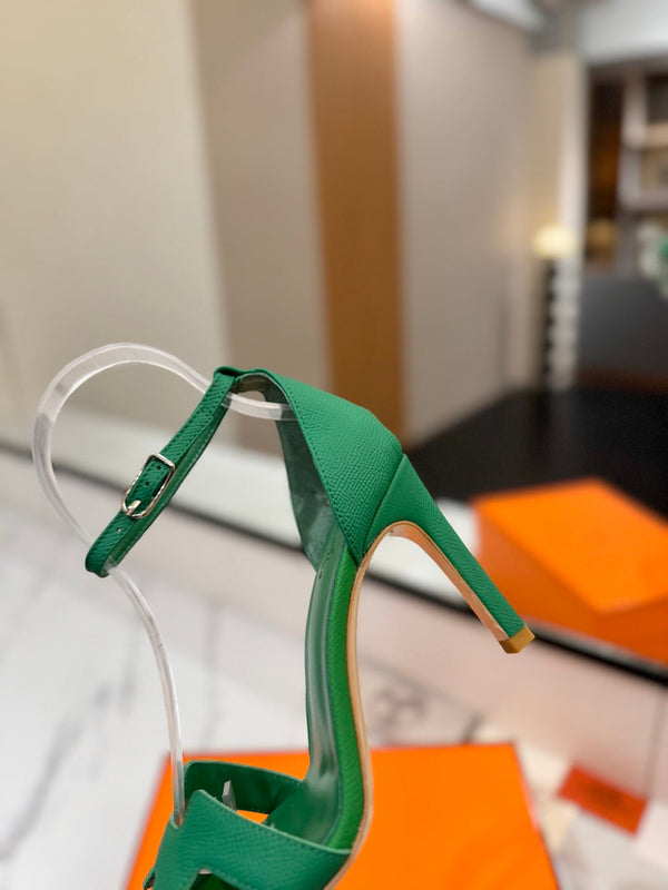HM Joy Heeled Sandals Green Cowhide 294905