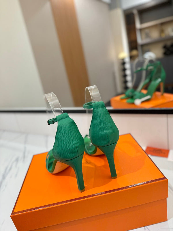 HM Joy Heeled Sandals Green Cowhide 294905