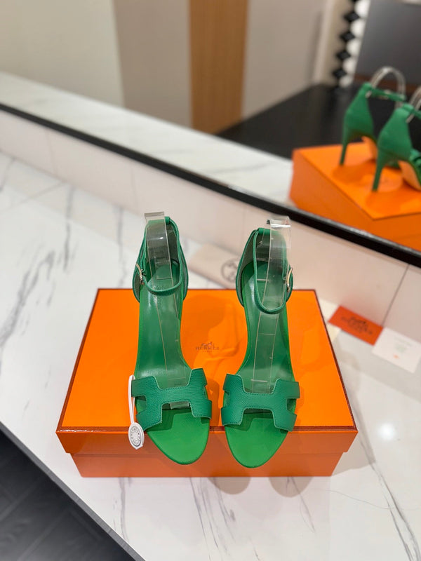 HM Joy Heeled Sandals Green Cowhide 294905