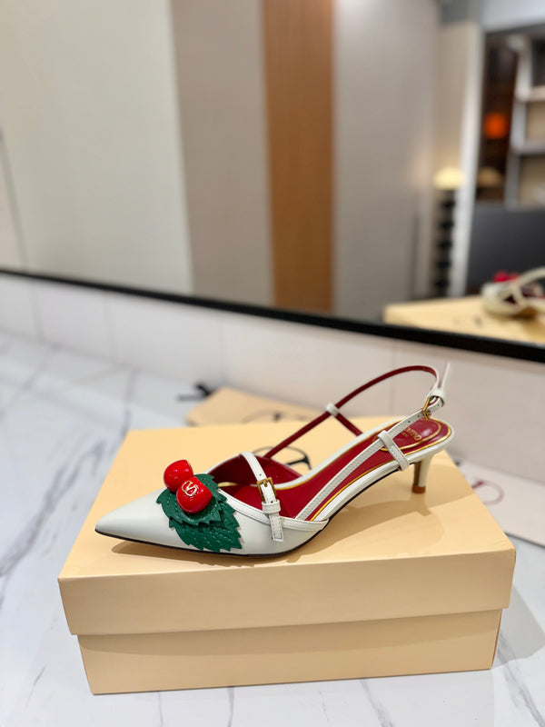 VT Cherryfic Slingback 5cm White Leather 666319