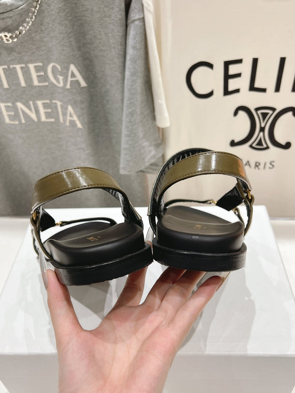 CELINE MAUD SANDAL WITH TRIOMPHE ARMY GREEN COWHIDE 236757