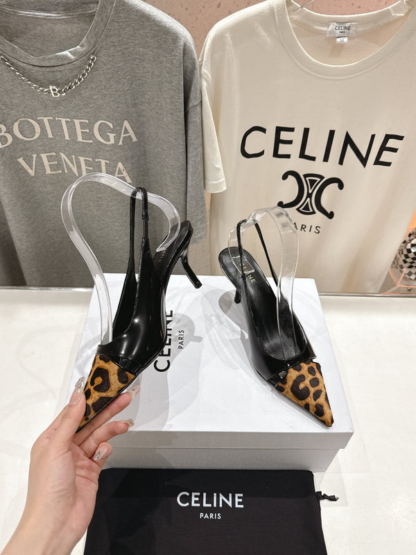 Celine 25C Slingback Pump Nero misto Marrone Pelle di pecora 236773