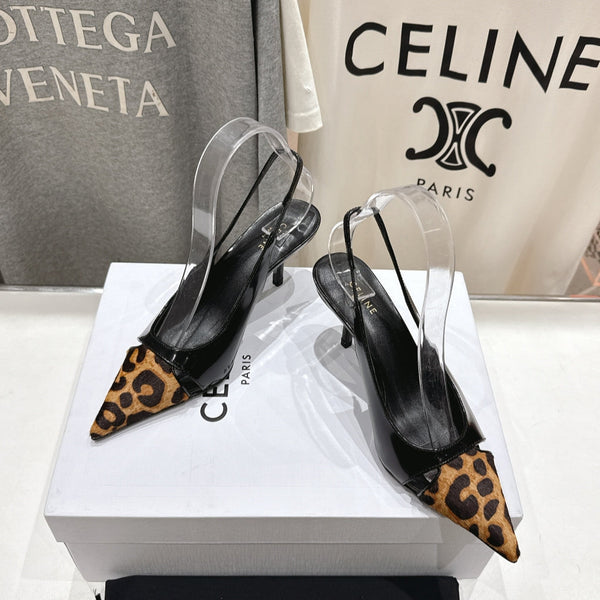 Celine 25C Slingback Pump Nero misto Marrone Pelle di pecora 236773