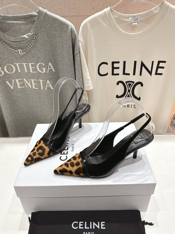 Celine 25C Slingback Pump Nero misto Marrone Pelle di pecora 236773