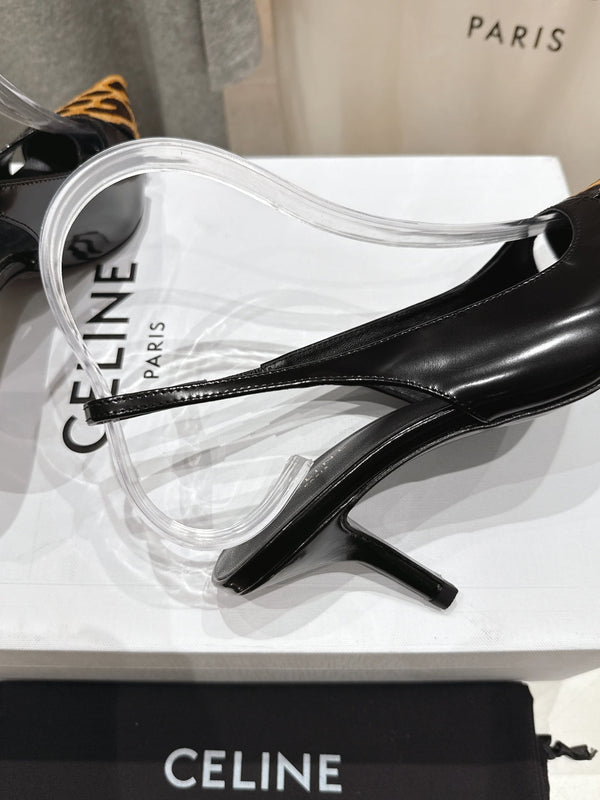 Celine 25C Slingback Pump Nero misto Marrone Pelle di pecora 236773