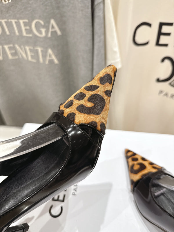 Celine 25C Slingback Pump Nero misto Marrone Pelle di pecora 236773