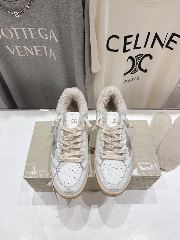 Golden Goose 2025 Baskets sales doublées laine Cuir de vachette Ivoire 491649
