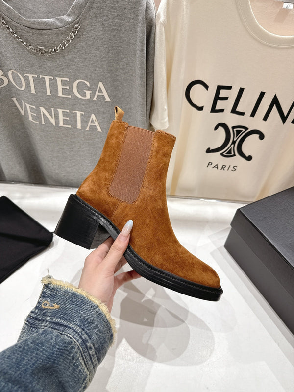 YSL 2025 Short Boot Brown Suede 567584