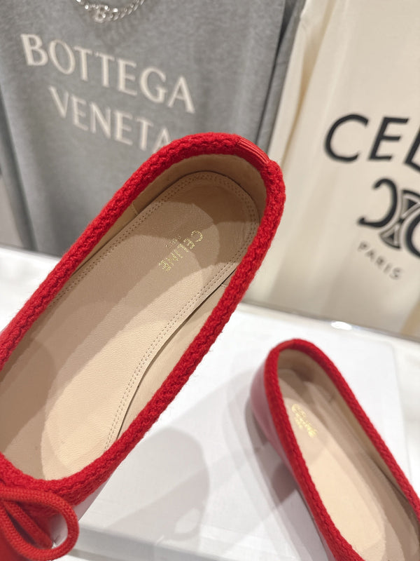 CL  26s Ballet Flats In Red Calfskin With Bow