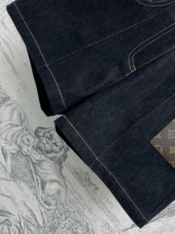 LV 25 Denim Shorts Black Cotton