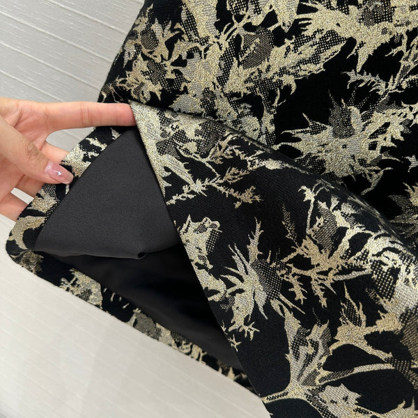 CD 25 Print Shirt Black Gold Jacquard fabric